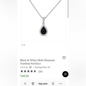 Kay Jewelers Black and White Teardrop Multi-Diamond Teardrop Necklace